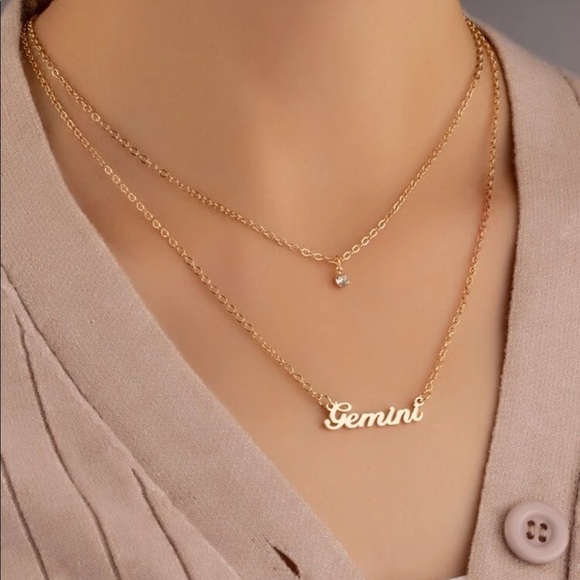 Gold 4/$25 Rhinestone & Gemini Layered Necklace - Picture 1 of 2